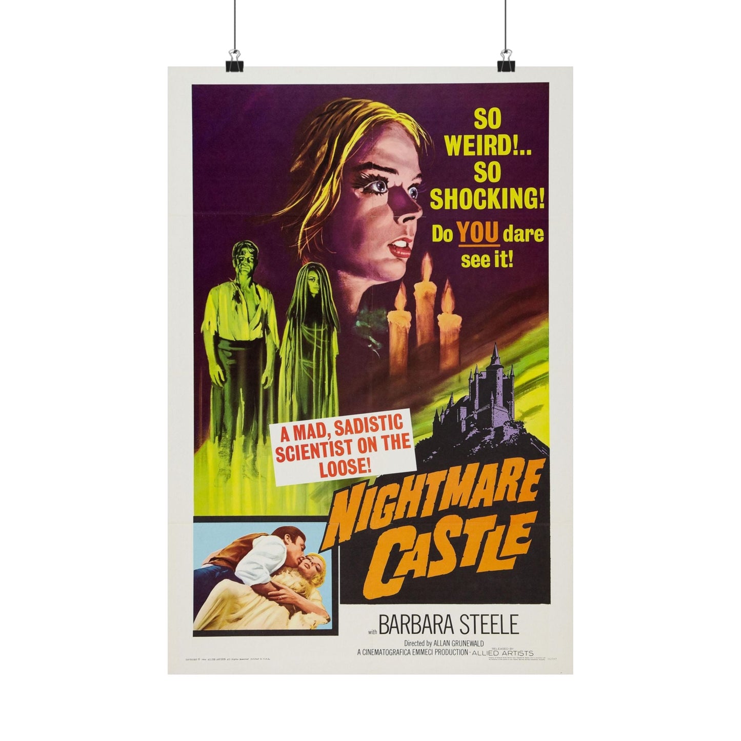 NIGHTMARE CASTLE 1965 - Paper Movie Poster-16″ x 24″-The Sticker Space