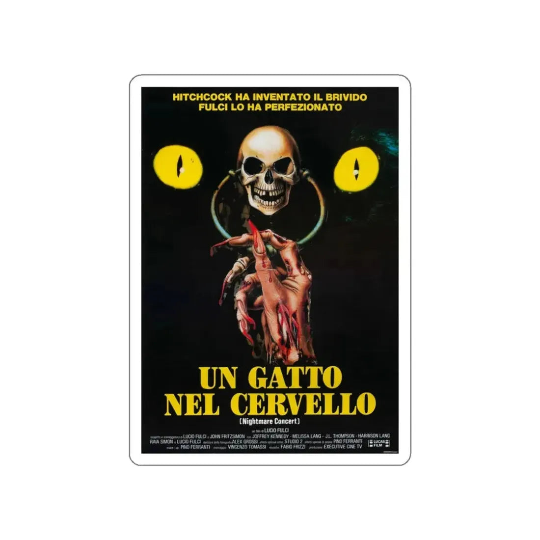 NIGHTMARE CONCERT (A CAT IN THE BRAIN) 1990 Movie Poster STICKER Vinyl Die-Cut Decal 3 Inch - The Sticker Space