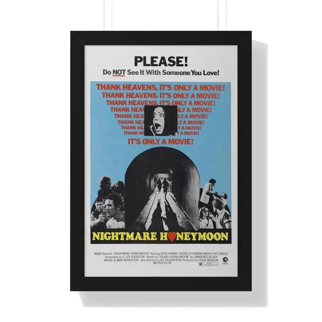 NIGHTMARE HONEYMOON 1974 - Framed Movie Poster 16″ x 24″ Black - The Sticker Space