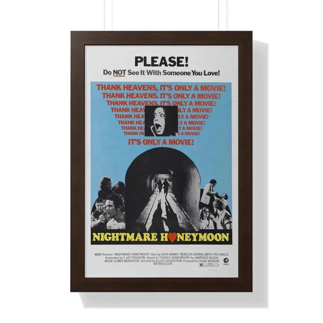 NIGHTMARE HONEYMOON 1974 - Framed Movie Poster 16″ x 24″ Walnut - The Sticker Space