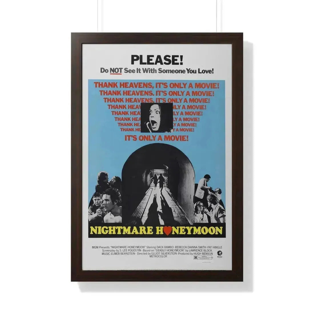 NIGHTMARE HONEYMOON 1974 - Framed Movie Poster 20" x 30" Walnut - The Sticker Space