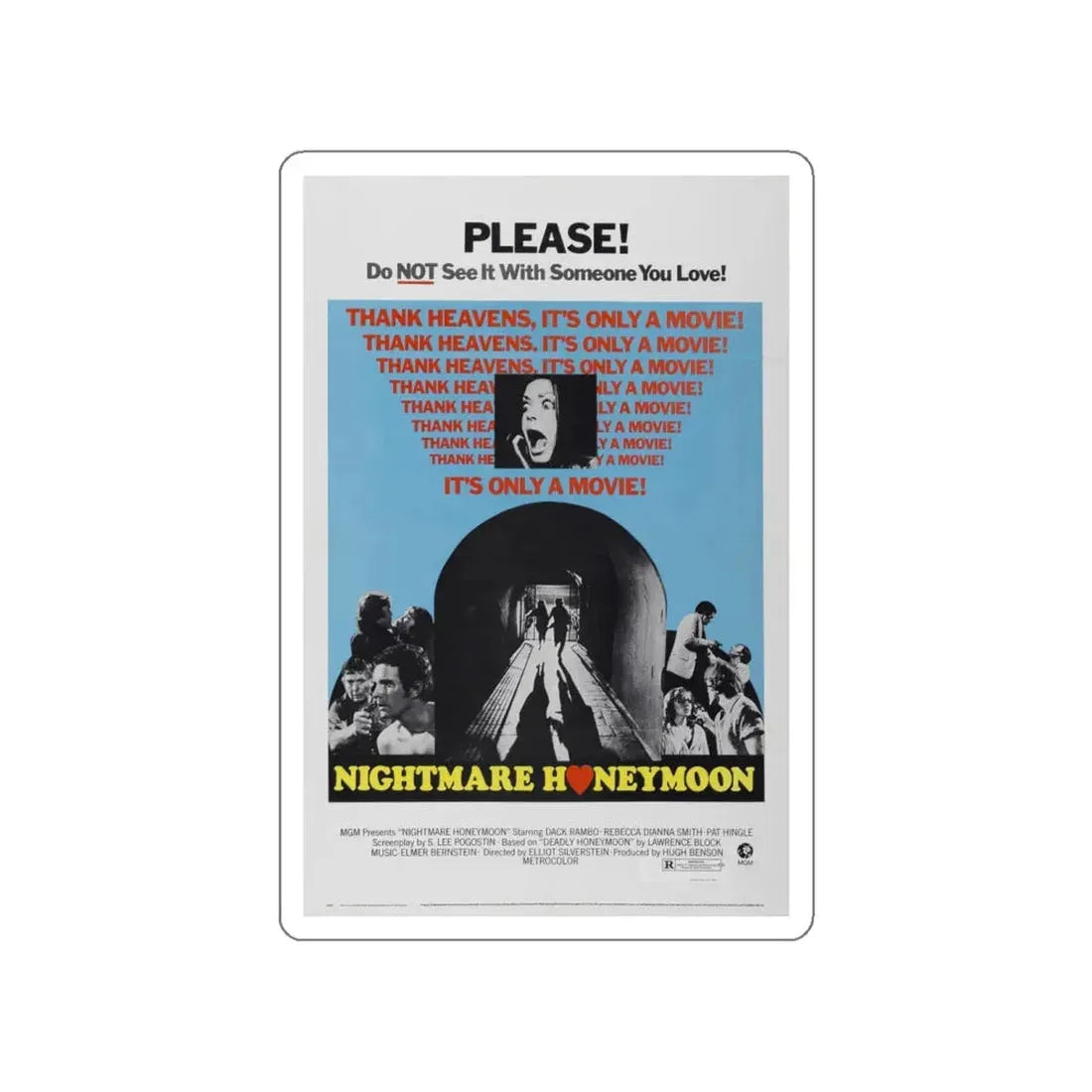 NIGHTMARE HONEYMOON 1974 Movie Poster STICKER Vinyl Die-Cut Decal - The Sticker Space