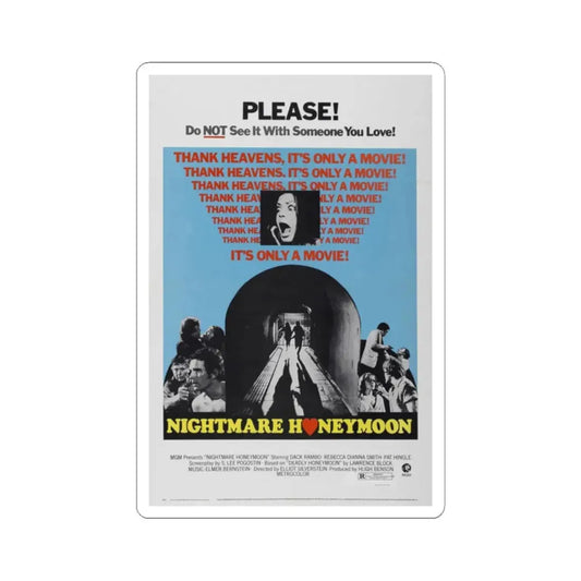 NIGHTMARE HONEYMOON 1974 Movie Poster - STICKER Vinyl Kiss-Cut Decal 2 Inch White - The Sticker Space