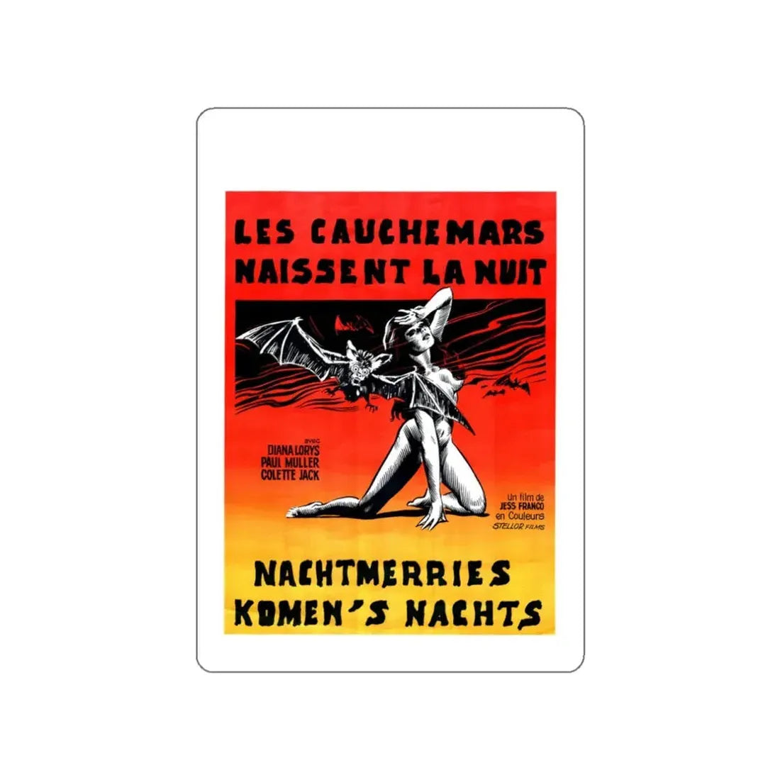 NIGHTMARES COME AT NIGHT (BELGIAN) 1970 Movie Poster STICKER Vinyl Die-Cut Decal 3 Inch - The Sticker Space