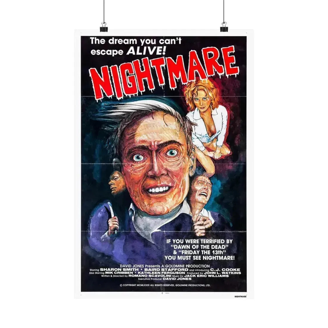 NIGHTMARES IN A DAMAGED BRAIN (2) 1981 - Paper Movie Poster 16″ x 24″ Matte - The Sticker Space
