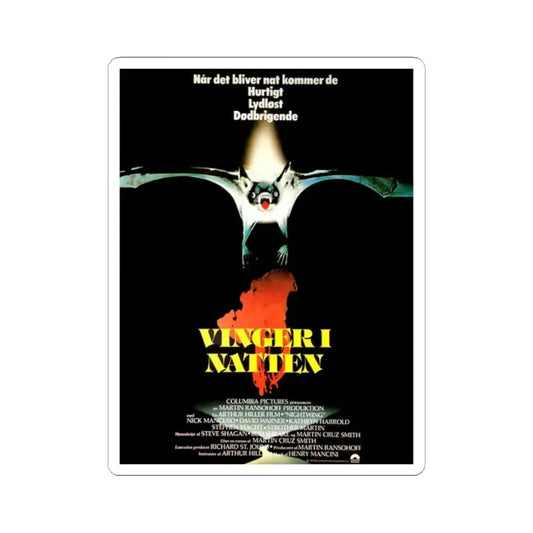NIGHTWING (DANISH) 1979 Movie Poster - STICKER Vinyl Kiss-Cut Decal 2 Inch White - The Sticker Space