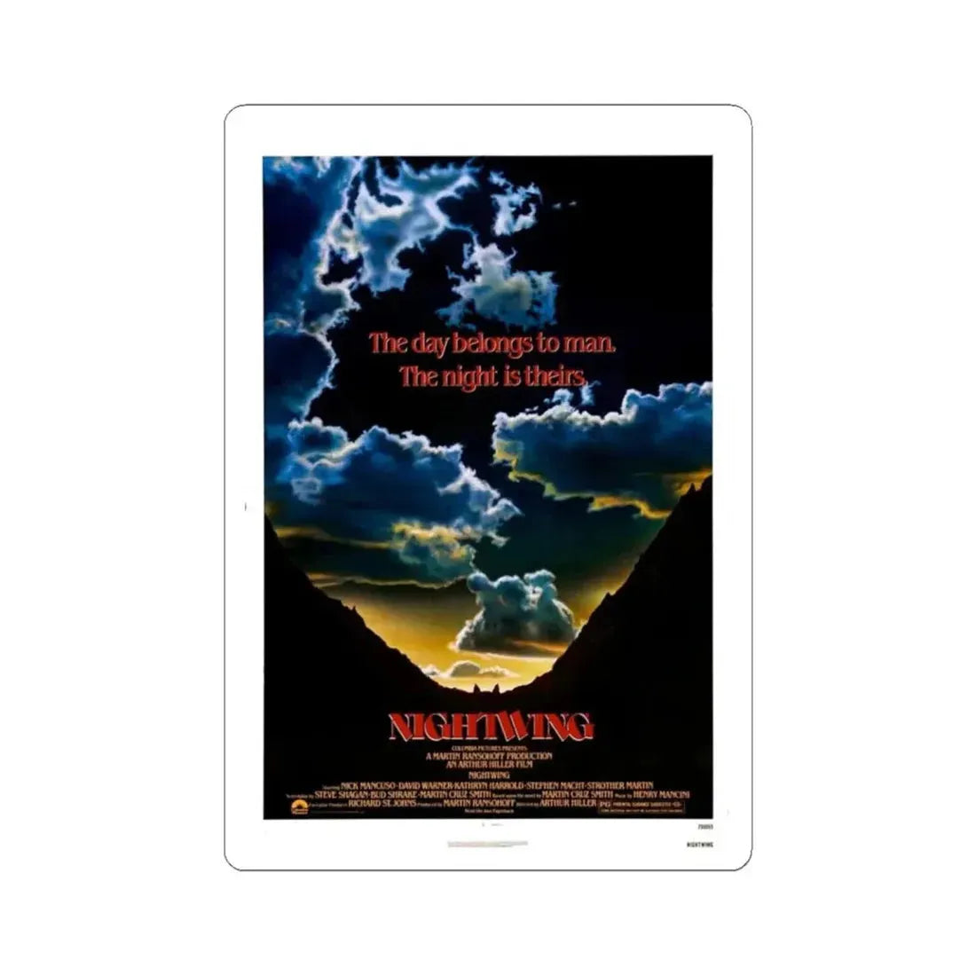 NIGHTWING (TEASER) 1979 Movie Poster - STICKER Vinyl Kiss-Cut Decal 6 Inch White - The Sticker Space