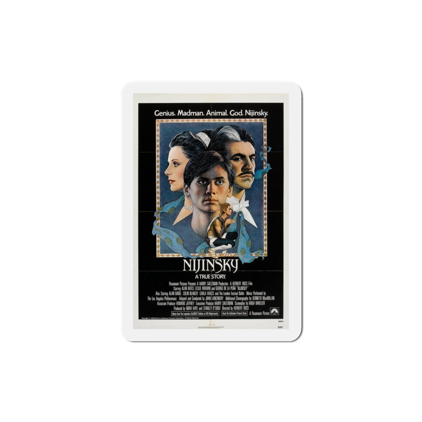 Nijinsky 1980 Movie Poster Die-Cut Magnet-3" x 3"-The Sticker Space