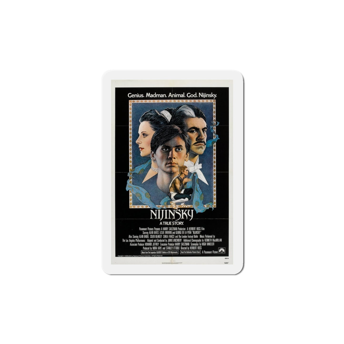 Nijinsky 1980 Movie Poster Die-Cut Magnet-5" x 5"-The Sticker Space