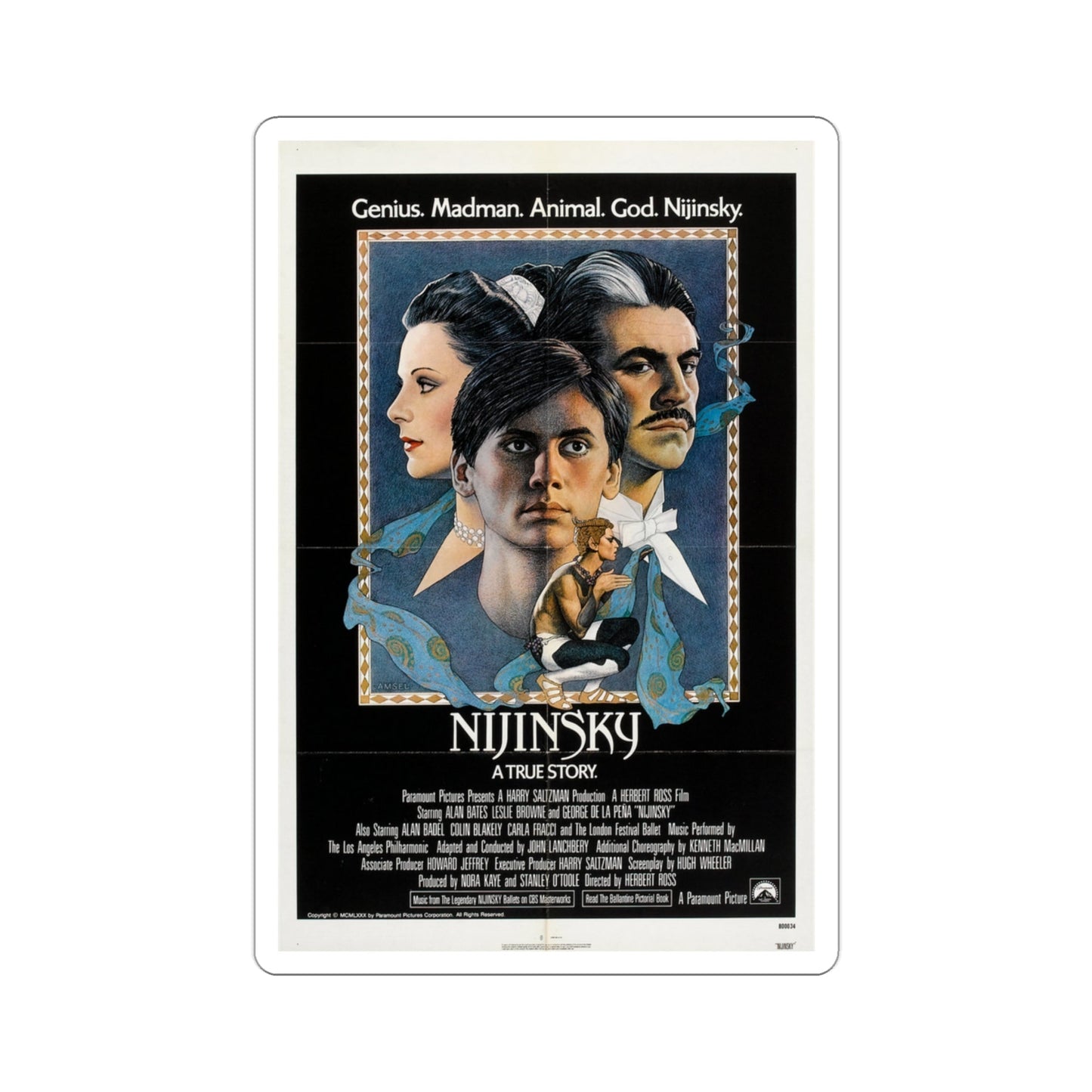 Nijinsky 1980 Movie Poster STICKER Vinyl Die-Cut Decal-3 Inch-The Sticker Space