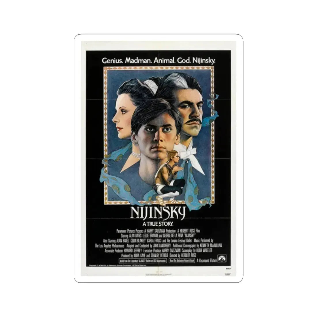 Nijinsky 1980 Movie Poster - STICKER Vinyl Kiss-Cut Decal 2 Inch White - The Sticker Space