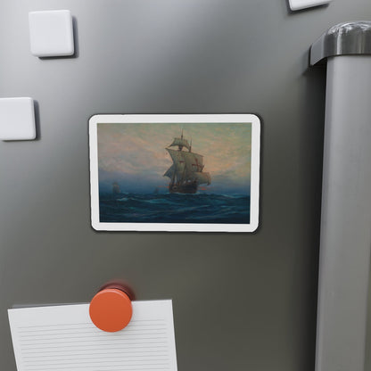 Nina', 'Pinta' and the 'Santa Maria' (Magazine Illustration) Refrigerator Magnet-The Sticker Space