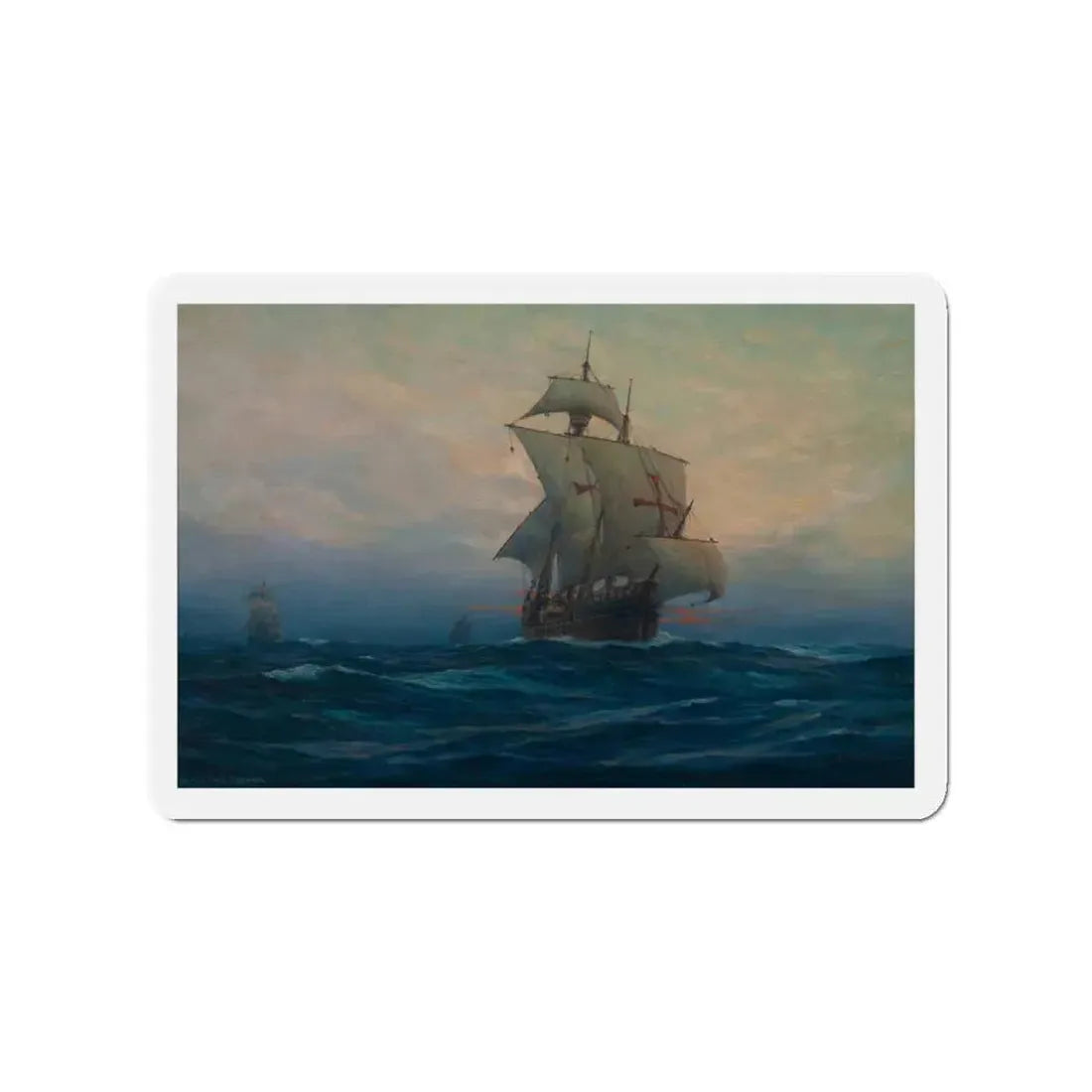 Nina', 'Pinta' and the 'Santa Maria' (Magazine Illustration) Refrigerator Magnet 3 Inch - The Sticker Space