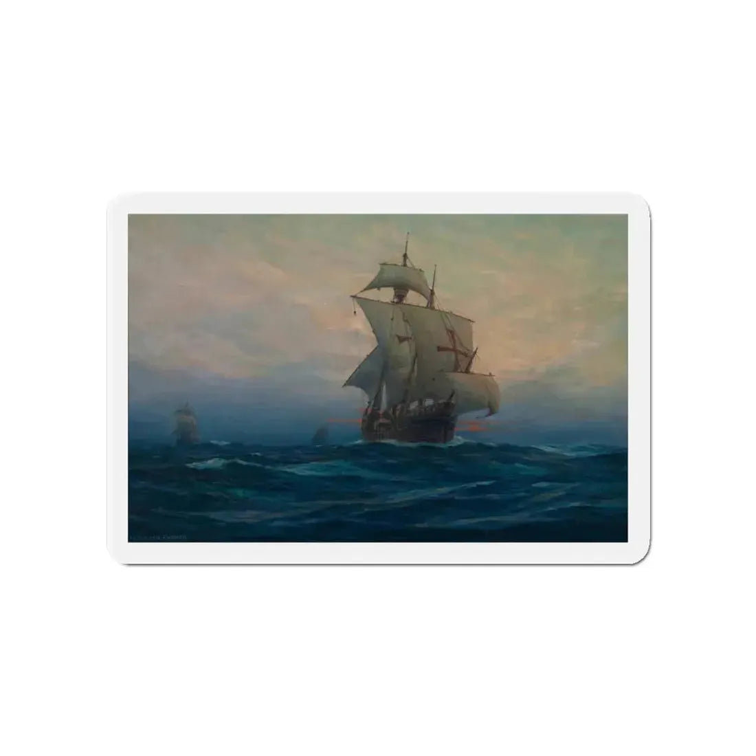 Nina', 'Pinta' and the 'Santa Maria' (Magazine Illustration) Refrigerator Magnet 4 Inch - The Sticker Space