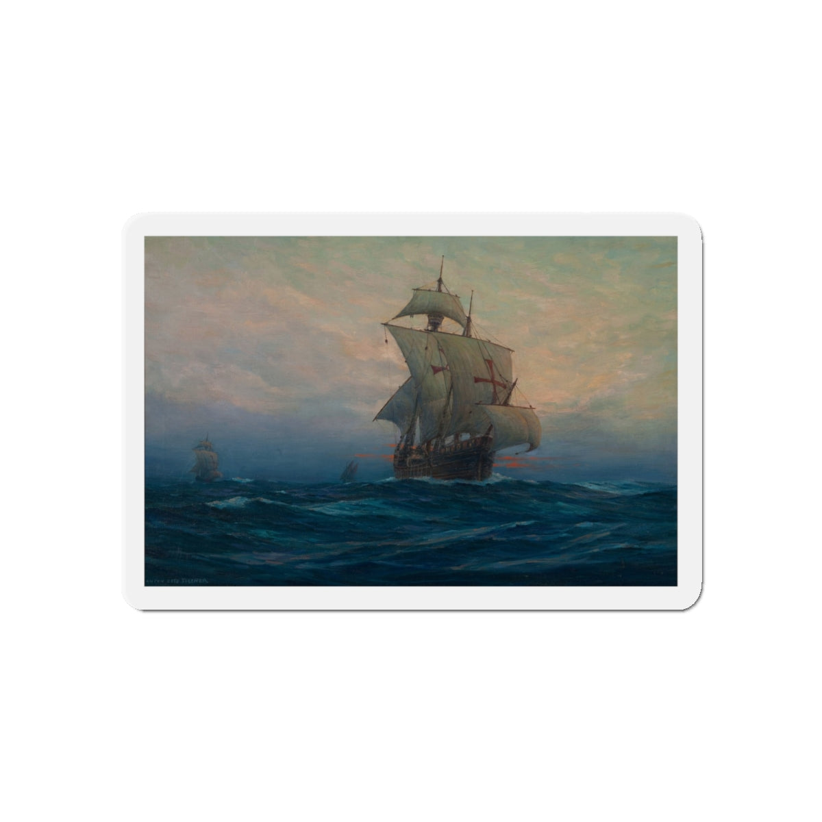 Nina', 'Pinta' and the 'Santa Maria' (Magazine Illustration) Refrigerator Magnet-5" x 5"-The Sticker Space