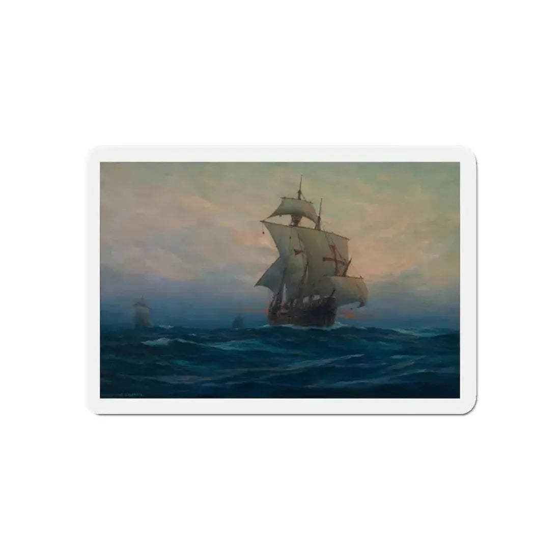 Nina', 'Pinta' and the 'Santa Maria' (Magazine Illustration) Refrigerator Magnet - The Sticker Space