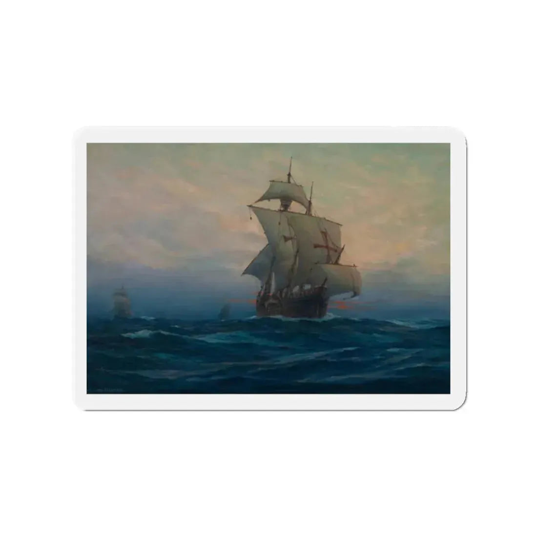 Nina', 'Pinta' and the 'Santa Maria' (Magazine Illustration) Refrigerator Magnet - The Sticker Space