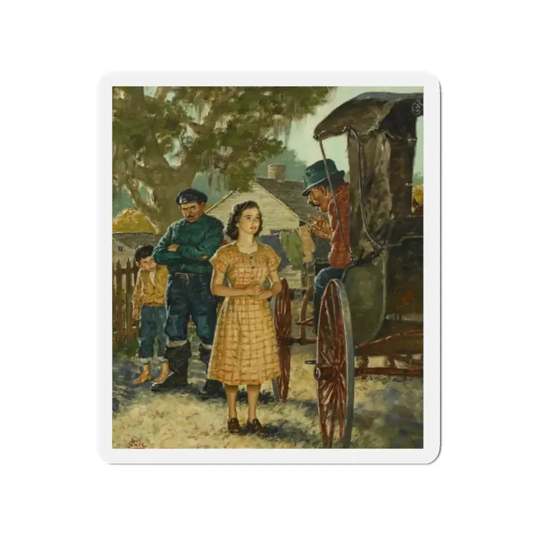 Nina's Decision, American Weekly illustration, October, 1949 (Magazine Illustration) Refrigerator Magnet 2 Inch - The Sticker Space