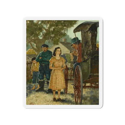 Nina's Decision, American Weekly illustration, October, 1949 (Magazine Illustration) Refrigerator Magnet 2 Inch - The Sticker Space