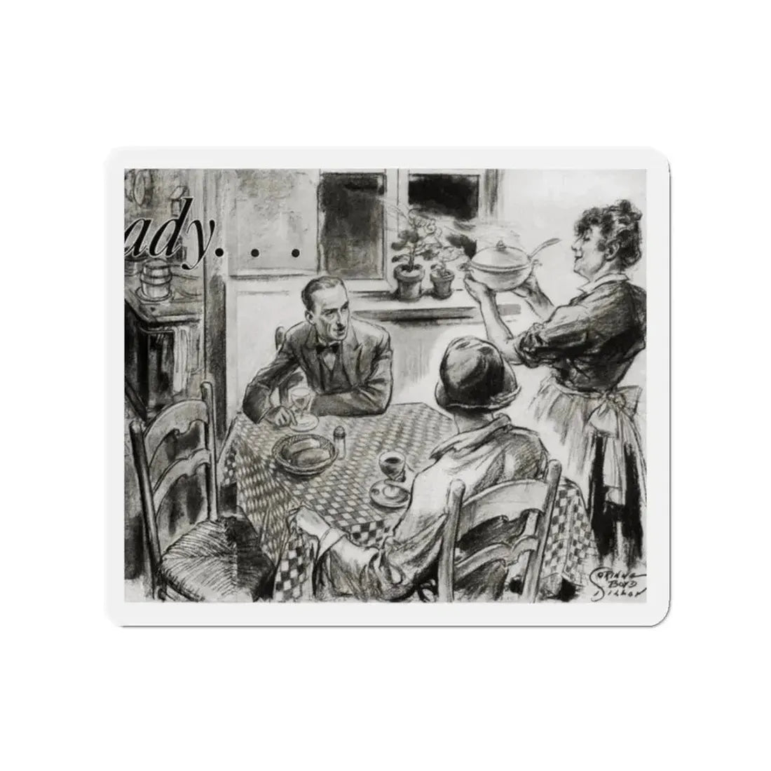 Nini Was a Lady, Cosmopolitan, January 1934 (Magazine Illustration) Refrigerator Magnet 2 Inch - The Sticker Space