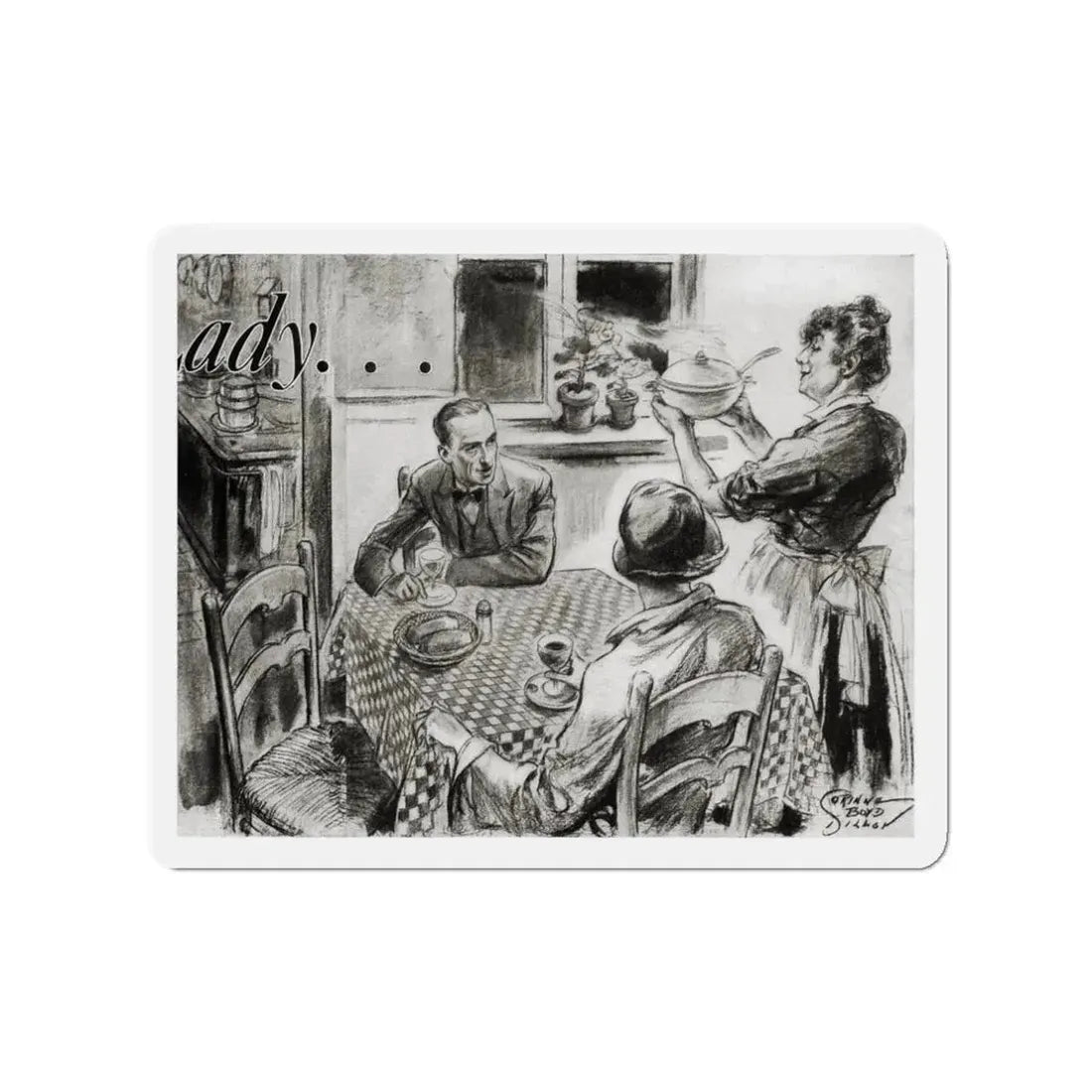 Nini Was a Lady, Cosmopolitan, January 1934 (Magazine Illustration) Refrigerator Magnet 3 Inch - The Sticker Space