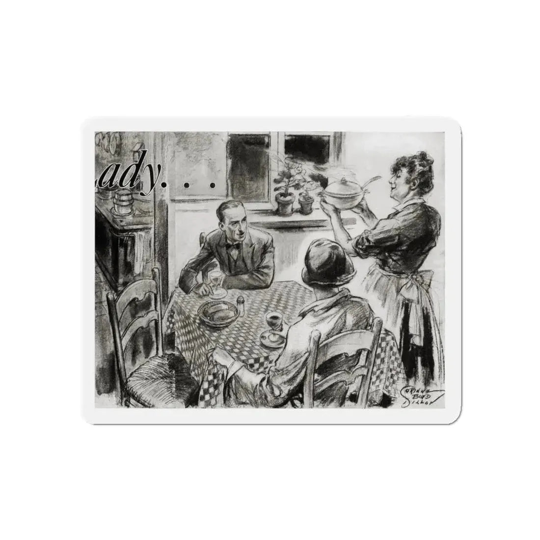 Nini Was a Lady, Cosmopolitan, January 1934 (Magazine Illustration) Refrigerator Magnet 5 Inch - The Sticker Space