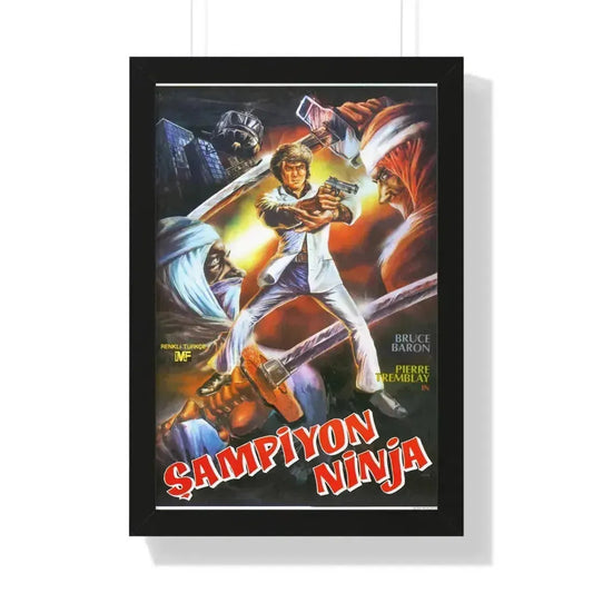 NINJA CHAMPION 1986 - Framed Movie Poster 16″ x 24″ Black - The Sticker Space