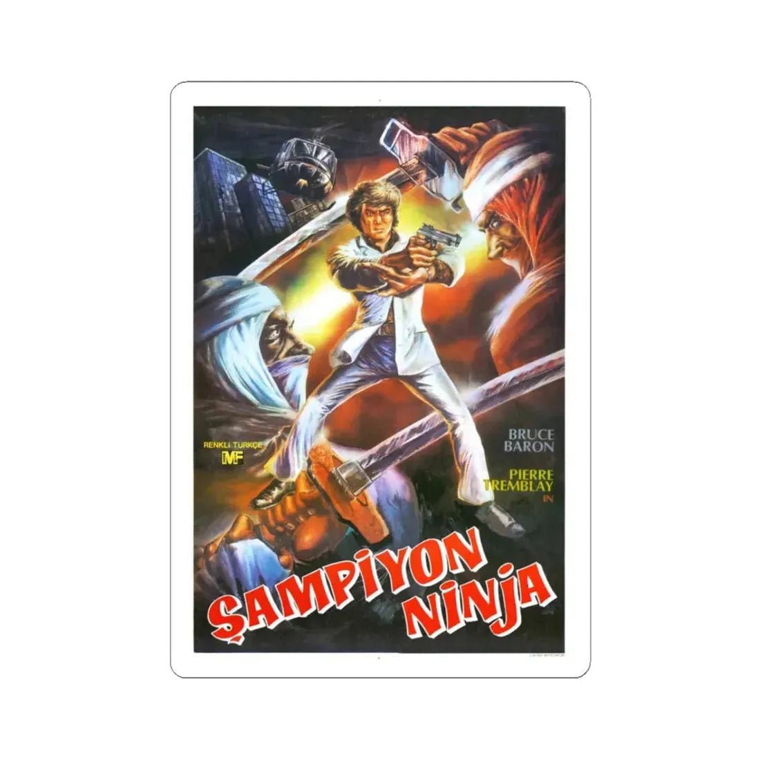 NINJA CHAMPION 1986 Movie Poster - STICKER Vinyl Kiss-Cut Decal 3 Inch White - The Sticker Space