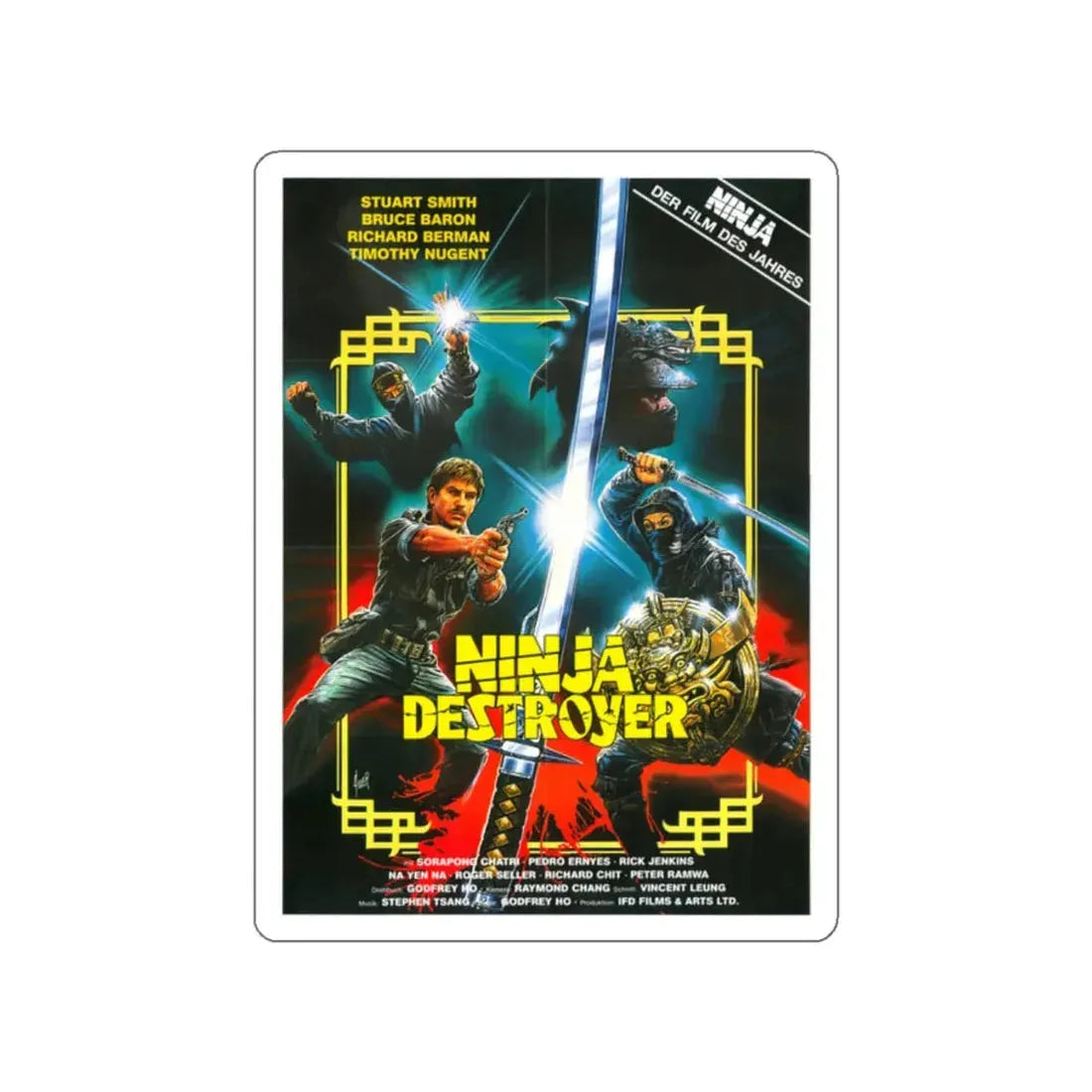 NINJA DESTROYER 1986 Movie Poster STICKER Vinyl Die-Cut Decal - The Sticker Space