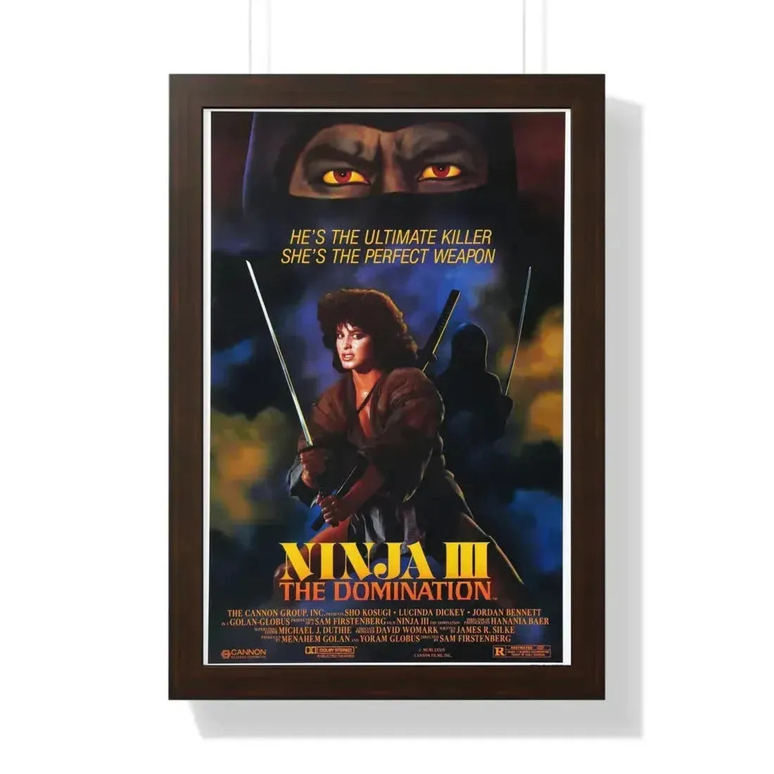 NINJA III (3) 1984 - Framed Movie Poster 16″ x 24″ Walnut - The Sticker Space
