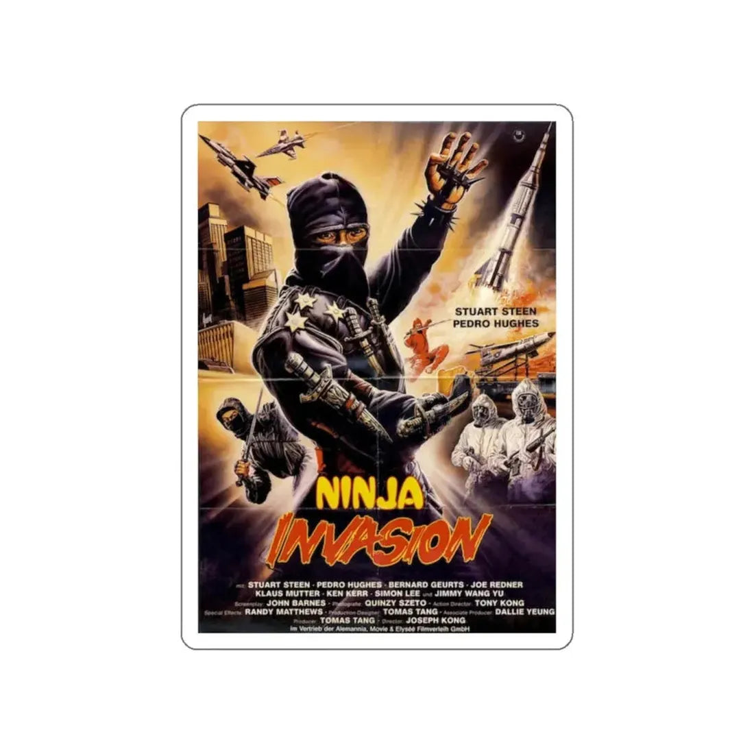 NINJA INVASION (THUNDERING NINJA) 1987 Movie Poster STICKER Vinyl Die-Cut Decal 6 Inch - The Sticker Space
