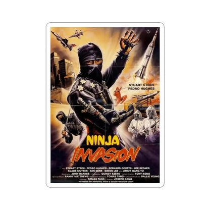 NINJA INVASION (THUNDERING NINJA) 1987 Movie Poster - STICKER Vinyl Kiss-Cut Decal 3 Inch White - The Sticker Space