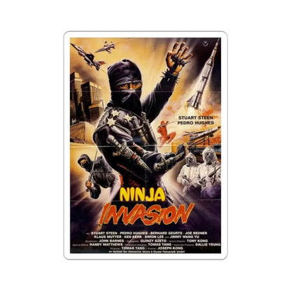 NINJA INVASION (THUNDERING NINJA) 1987 Movie Poster - STICKER Vinyl Kiss-Cut Decal 6 Inch White - The Sticker Space