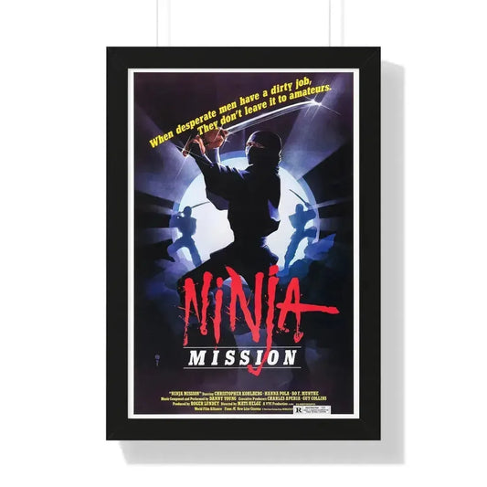 NINJA MISSION (2) 1984 - Framed Movie Poster 16″ x 24″ Black - The Sticker Space