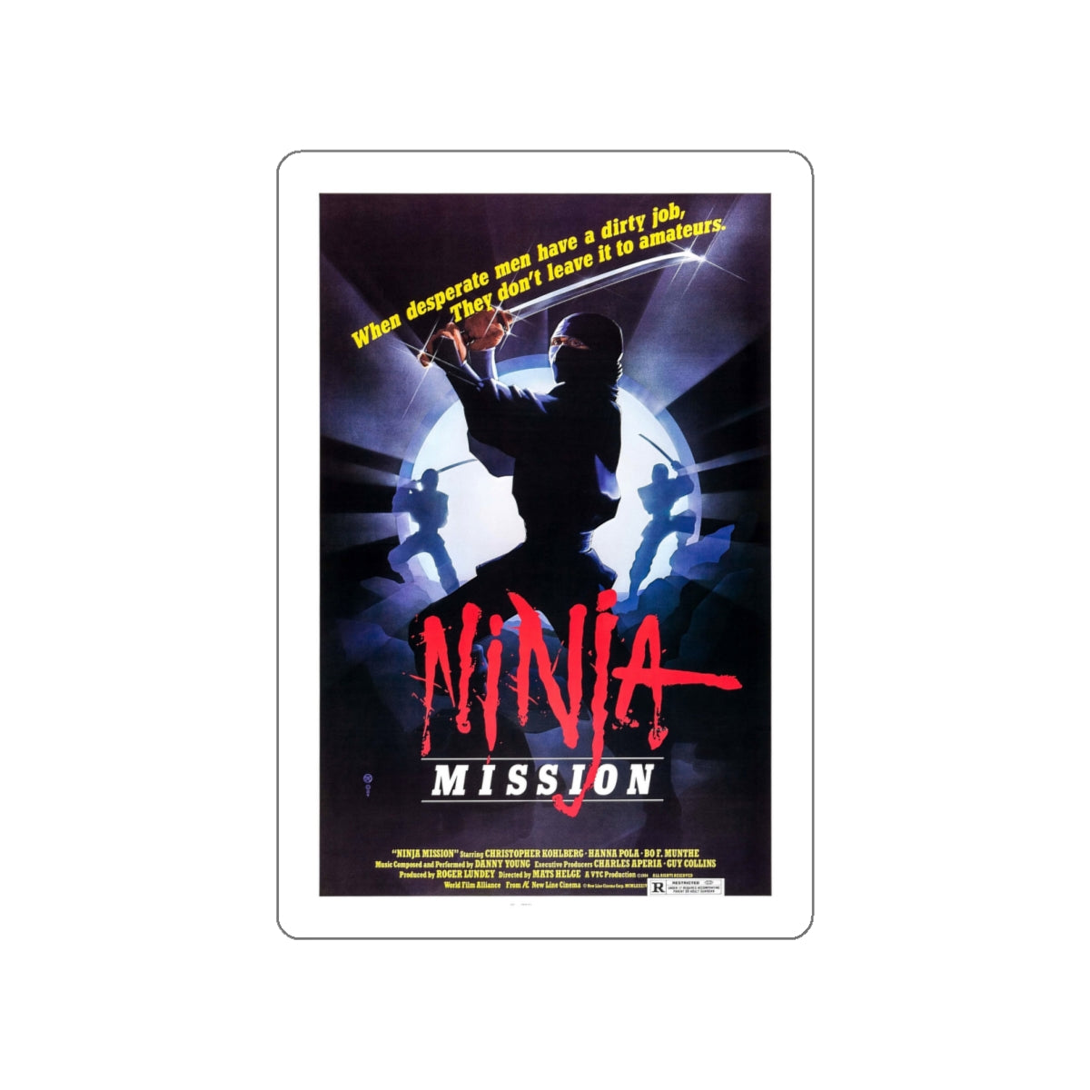 NINJA MISSION (2) 1984 Movie Poster STICKER Vinyl Die-Cut Decal-White-The Sticker Space