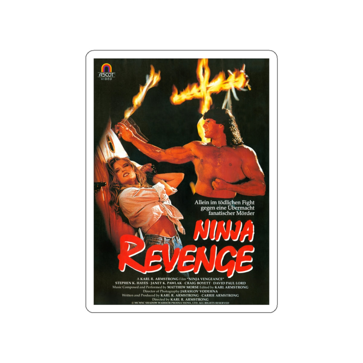 NINJA REVENGE (NINJA VENGEANCE) 1993 Movie Poster STICKER Vinyl Die-Cut Decal-White-The Sticker Space