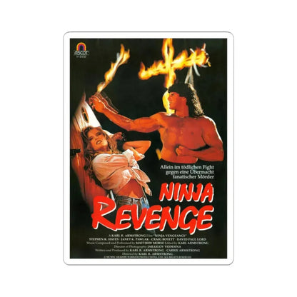 NINJA REVENGE (NINJA VENGEANCE) 1993 Movie Poster - STICKER Vinyl Kiss-Cut Decal 2 Inch White - The Sticker Space