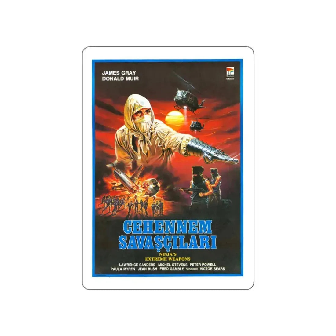 NINJA'S EXTREME WEAPONS 1988 Movie Poster STICKER Vinyl Die-Cut Decal 5 Inch - The Sticker Space