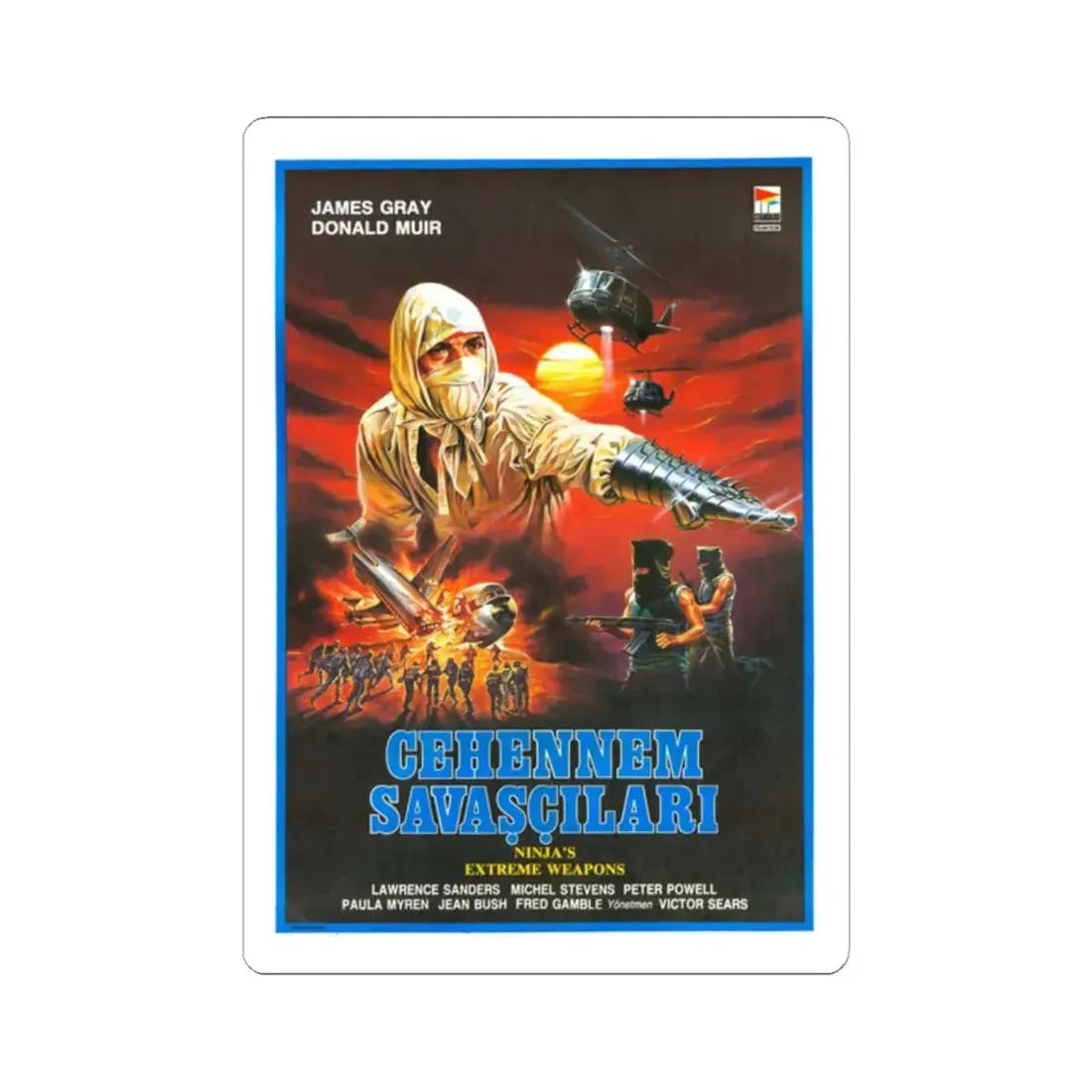 NINJA'S EXTREME WEAPONS 1988 Movie Poster - STICKER Vinyl Kiss-Cut Decal 2 Inch White - The Sticker Space
