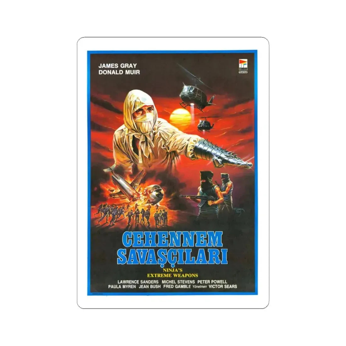 NINJA'S EXTREME WEAPONS 1988 Movie Poster - STICKER Vinyl Kiss-Cut Decal 4 Inch White - The Sticker Space