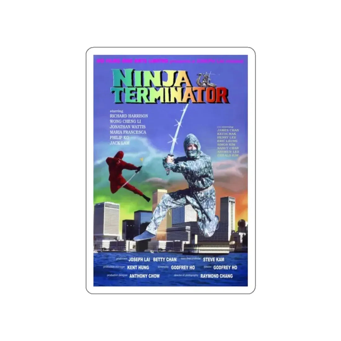 NINJA TERMINATOR 1986 Movie Poster STICKER Vinyl Die-Cut Decal - The Sticker Space