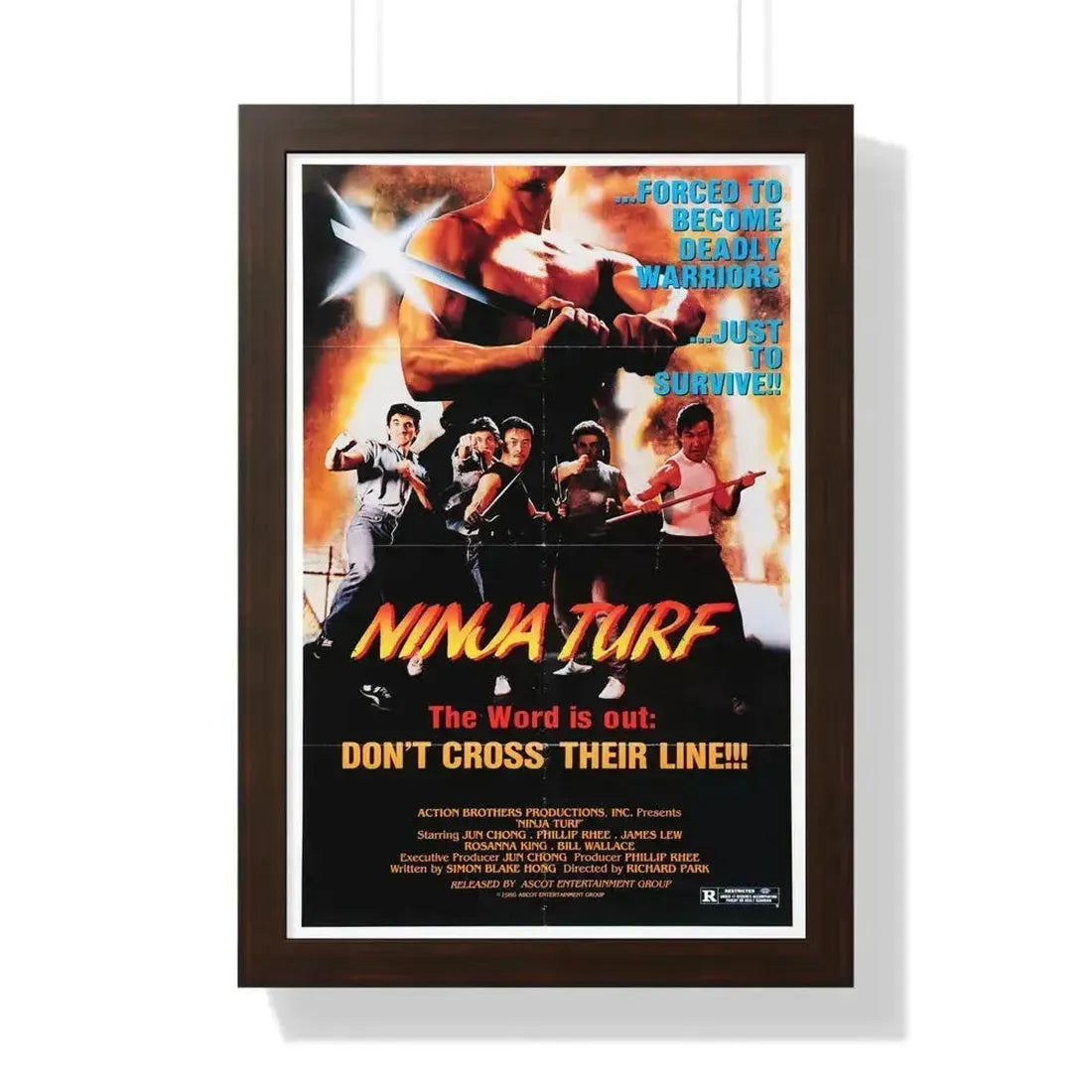 NINJA TURF (LA STREETFIGHTERS) 1985 - Framed Movie Poster 16″ x 24″ Walnut - The Sticker Space