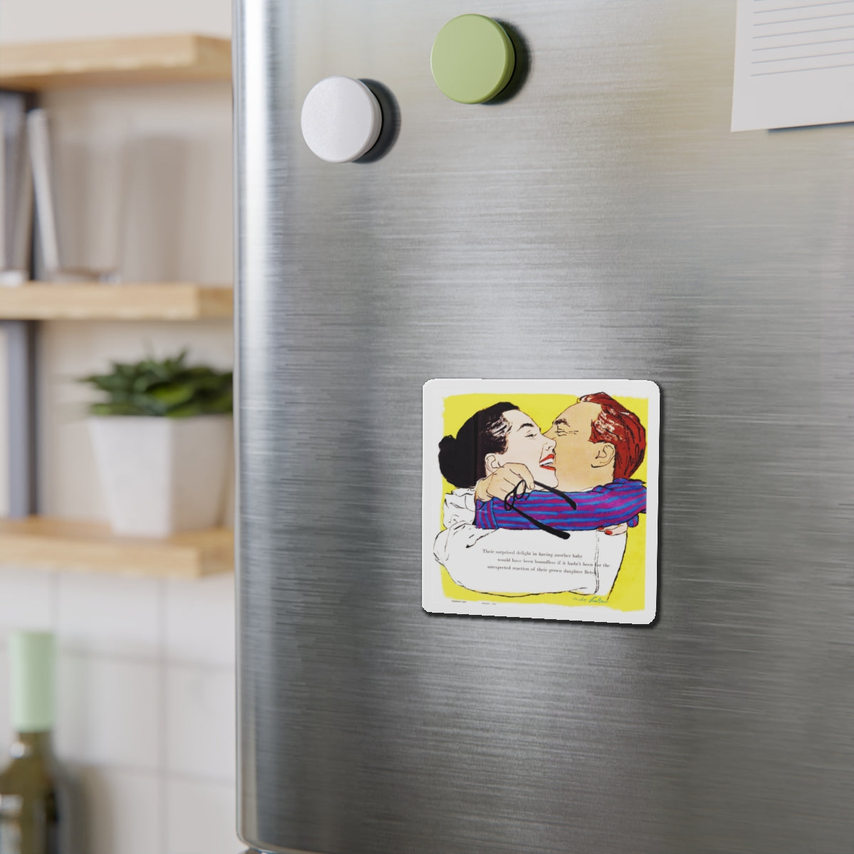 Ninth-Inning Baby, Woman's Day, August 1958 (Magazine Illustration) Refrigerator Magnet-The Sticker Space