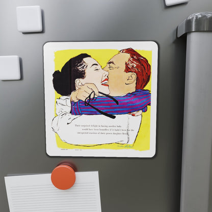 Ninth-Inning Baby, Woman's Day, August 1958 (Magazine Illustration) Refrigerator Magnet-The Sticker Space