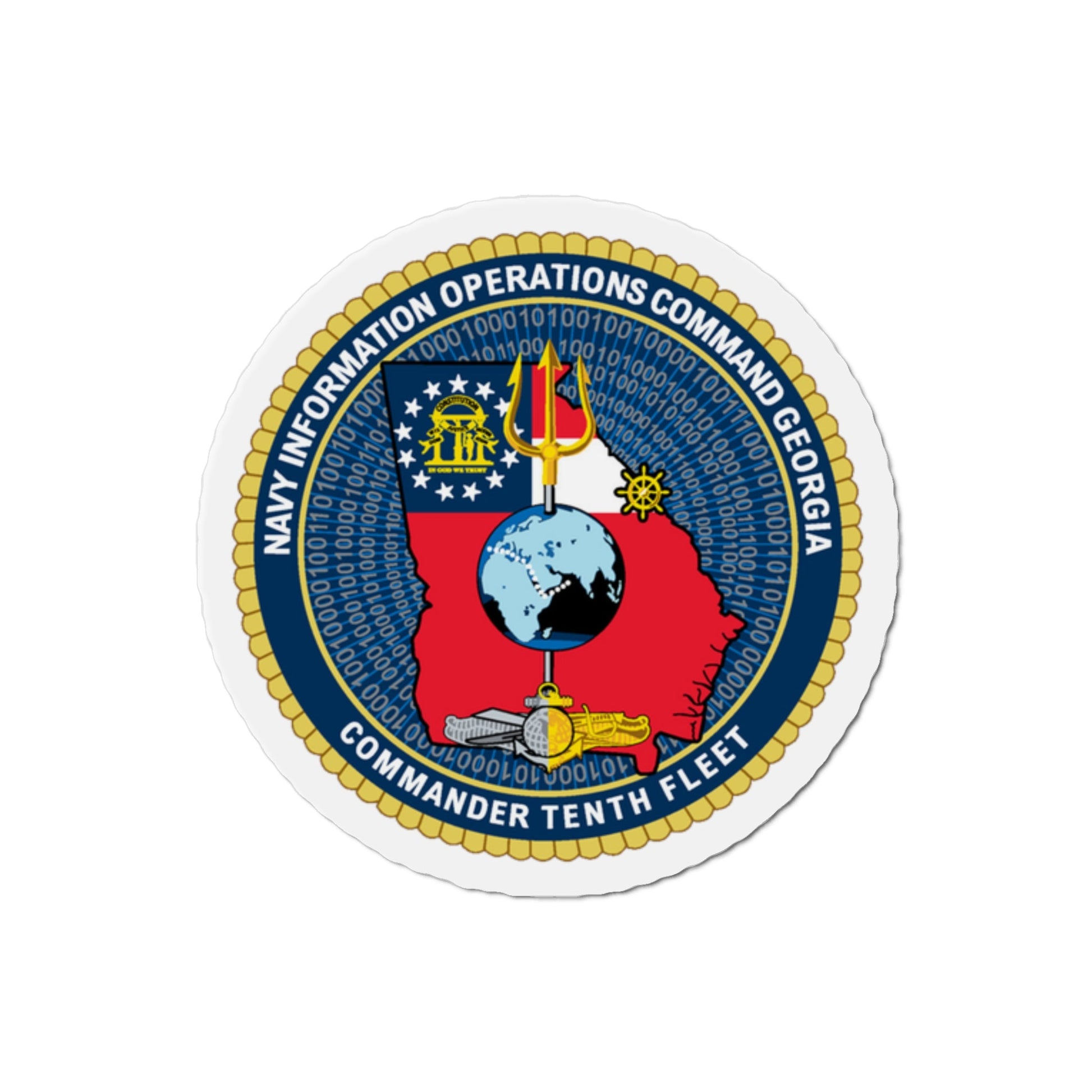 NIOC Georgia Commander Tenth Fleet (U.S. Navy) Die-Cut Magnet-2" x 2"-The Sticker Space