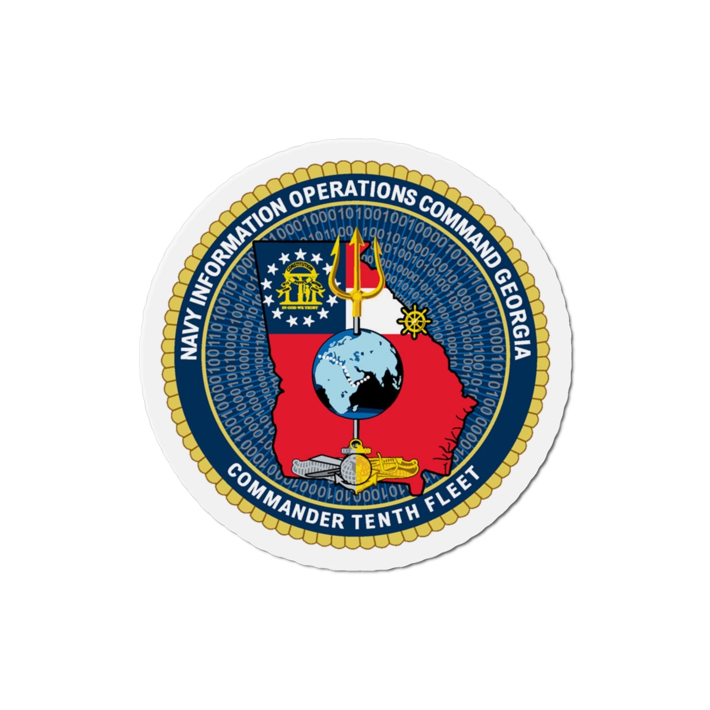 NIOC Georgia Commander Tenth Fleet (U.S. Navy) Die-Cut Magnet-3" x 3"-The Sticker Space