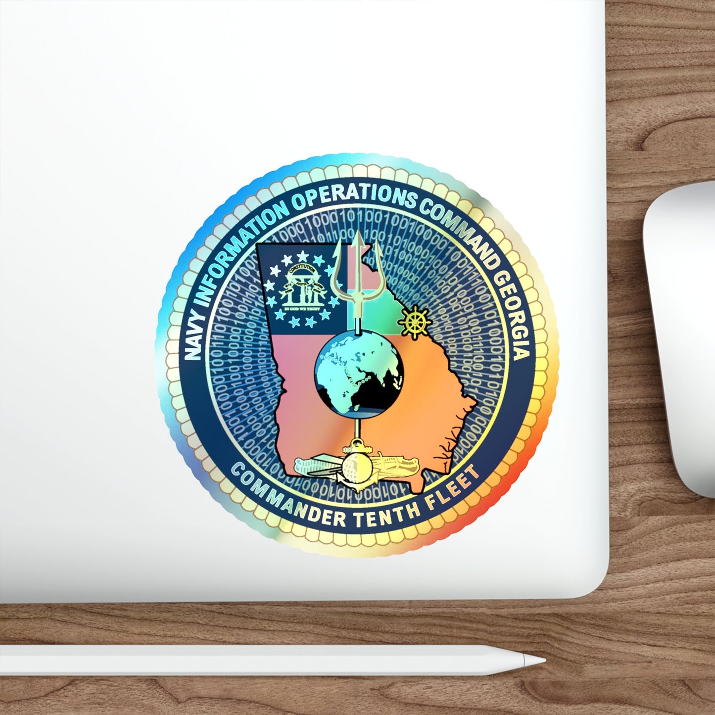 NIOC Georgia Commander Tenth Fleet (U.S. Navy) Holographic STICKER Die-Cut Vinyl Decal-The Sticker Space