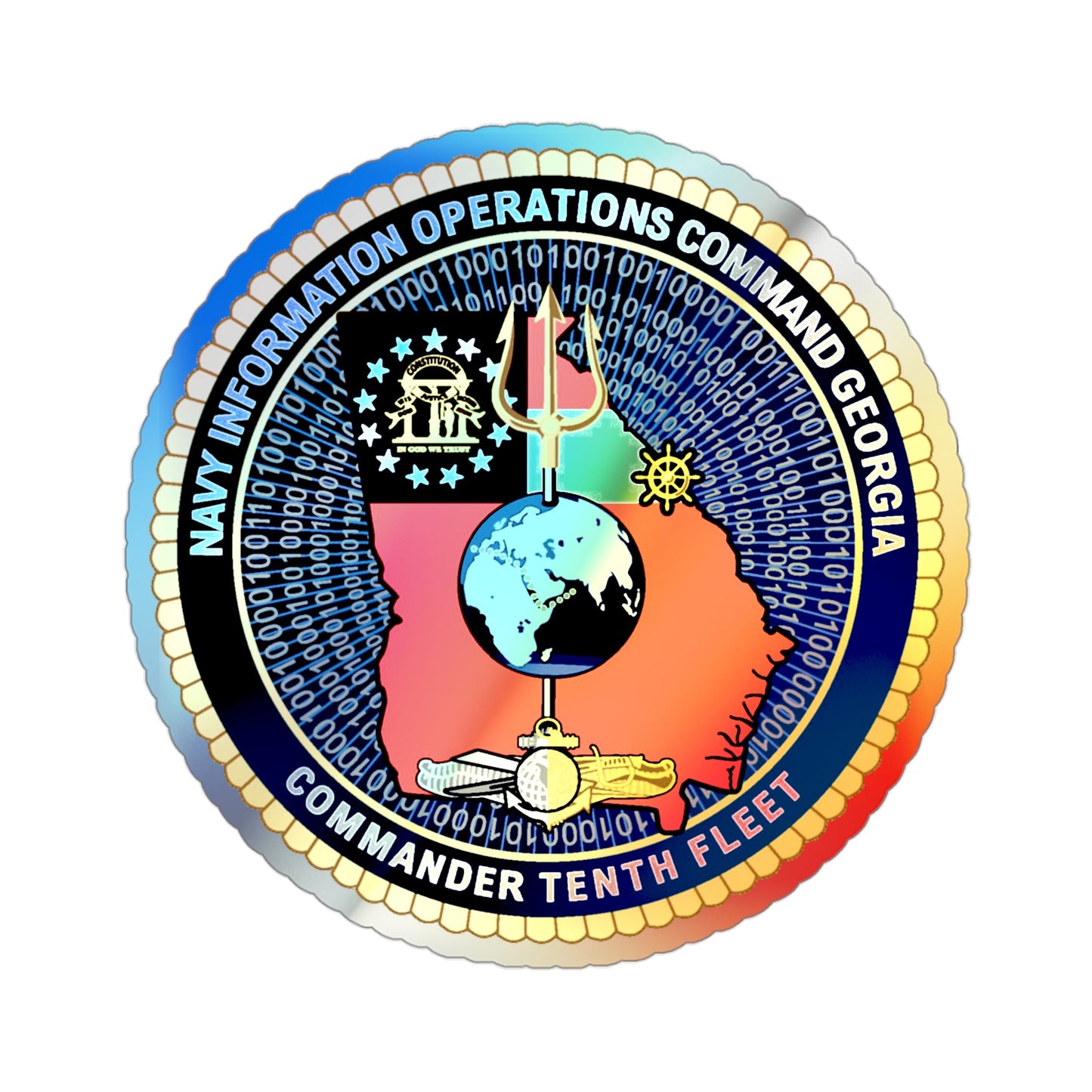 NIOC Georgia Commander Tenth Fleet (U.S. Navy) Holographic STICKER Die-Cut Vinyl Decal-3 Inch-The Sticker Space