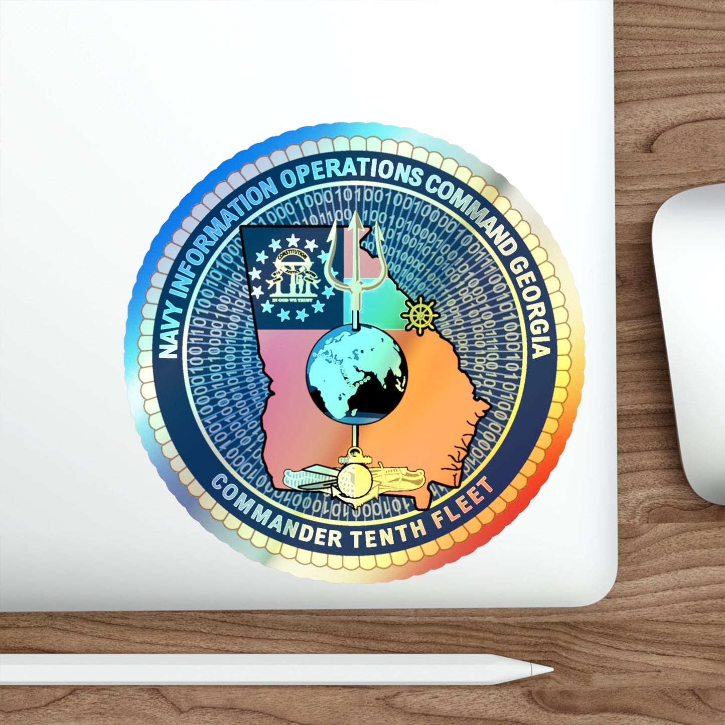 NIOC Georgia Commander Tenth Fleet (U.S. Navy) Holographic STICKER Die-Cut Vinyl Decal-The Sticker Space