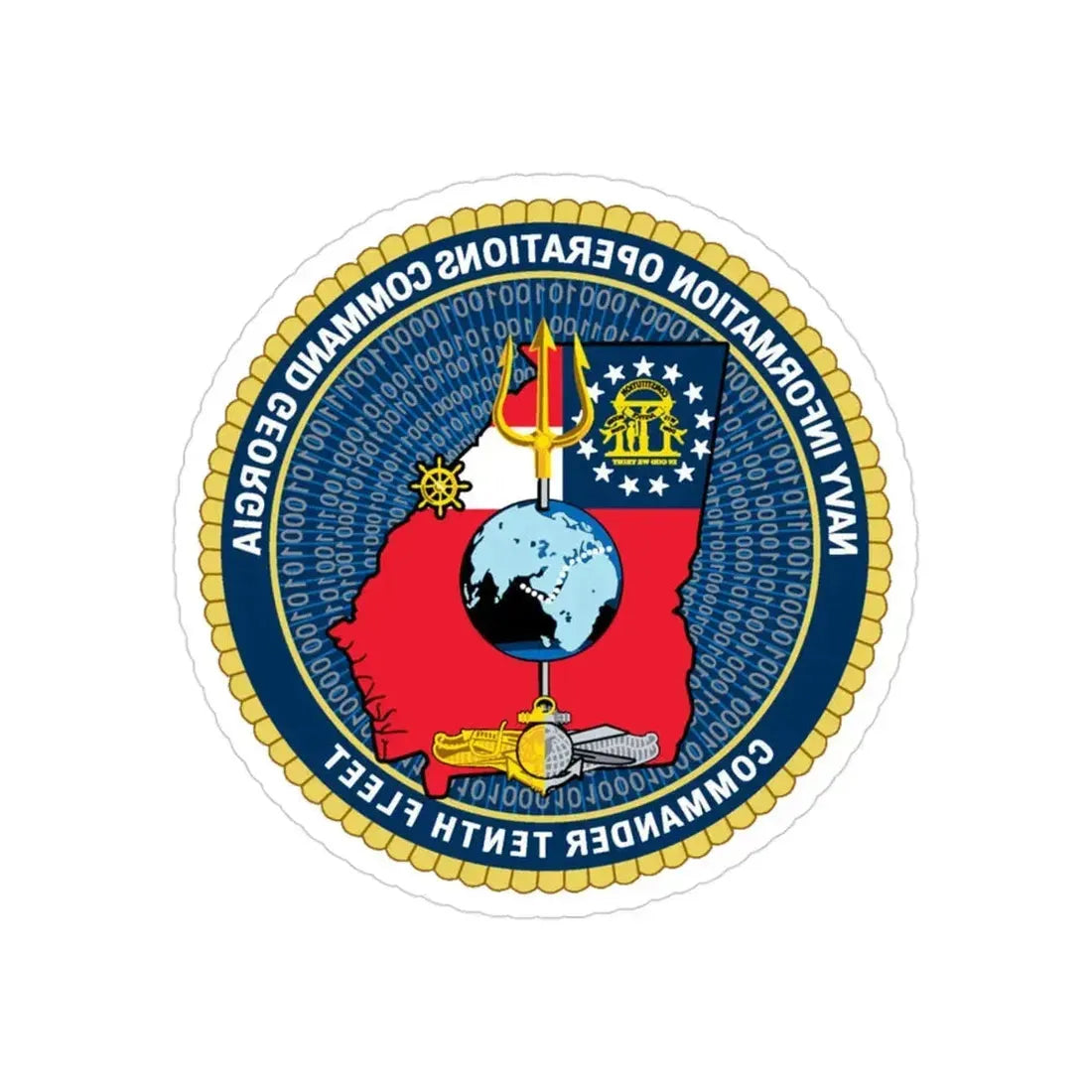 NIOC Georgia Commander Tenth Fleet (U.S. Navy) REVERSE PRINT Transparent Die-Cut STICKER 3 Inch Die-Cut Transparent - The Sticker Space